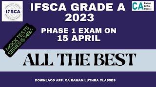 ALL THE  BEST | IFSCA Grade A Phase 1 Examination | CA Raman Luthra Classes
