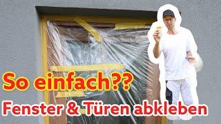 Fenster und Türen einfach selbst abkleben Tutorial Tipp // DIY VLOG Baustelle //