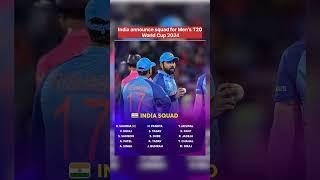 India announce squad for Men's T20 World Cup 2024 #cricket #worldcup