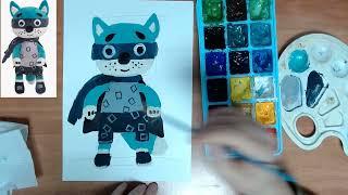 Рисунок игрушки. Лис Гарольд. Портрет гуашью.