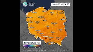 Środa 28.08.2024 #prognoza temperatury powietrza na 8 godzin Model INCA #imgw #pogoda #weather