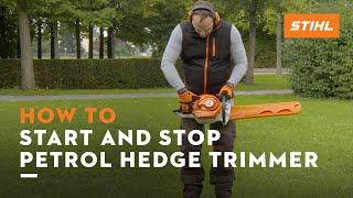 STIHL HS 46 | How to safely start and stop a petrol hedge trimmer | Instruction