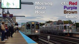 Morning Rush Hour on the cta Red, Purple and Brown Lines