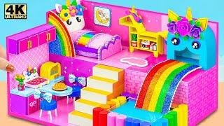 How To Make Adorable Pink UNICORN House with Rainbow Slide, Colorful Clay Pool | DIY Miniature House