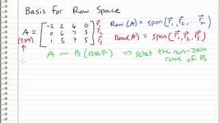 Linear Algebra - 21 - Basis for Row Space