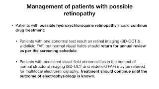 Royal College of Ophthalmologists' guidelines on: Hydroxychloroquine Screening- February 2018