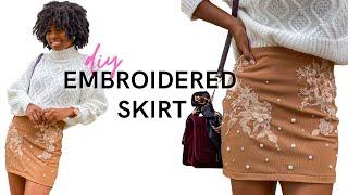 DIY Embroidered Skirt (with Appliqué and Pearls) | DIYs with Igho | Love Igho