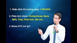 Chứng khoán hàng ngày: Nhận định thị trường ngày 11/03/2025. Nhóm Đầu tư công quay trở lại