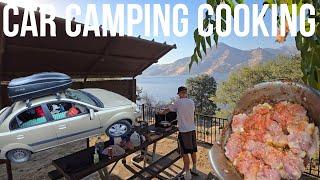 Car Camping Cooking by Lake