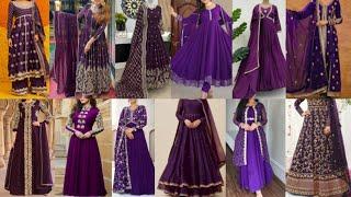 2024 letest purple colour anarkali suit design।50+digain। partywear anarkali dress design।