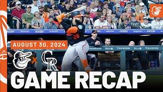 Orioles vs. Rockies Game Recap (8/30/24) | MLB Highlights | Baltimore Orioles