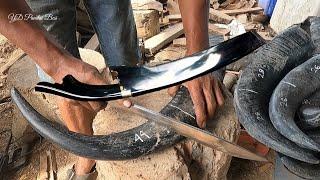 super creative making knife sheaths and knife handles from buffalo horns