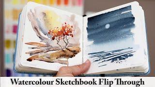 A Tiny Watercolour Sketchbook Flip Through | Loose Expressive Landscape Painting Style