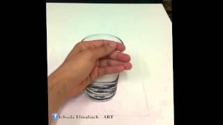 3d glass of water drawing - ציור בעפרונות של כוס מים