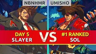 GGST ▰ NBNHMR (Slayer) vs UMISHO (#1 Ranked Sol). High Level Gameplay