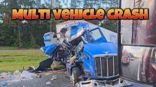 Road rage at truck stop | Brake check | Multi vehicle crash | American Truck Drivers