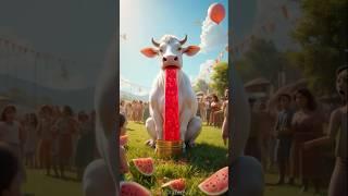 cow gives millions of liters watermelon juice #ai #cow #cartoon