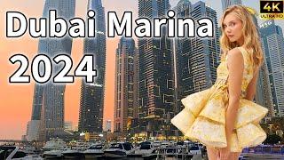 Dubai Marina  Most Popular Tourist Destination! Amazing Sunset Walk [ 4K ] Walking Tour