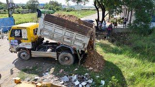 Wonderful New Project! Filling Land Use Dump Trucks And KOMATSU Bulldozer Fill flooded soil