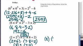 Find the errors: Math lesson worksheet on order of operations