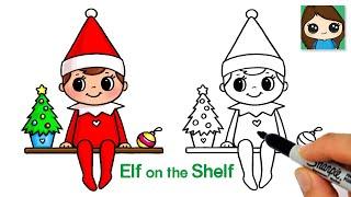 How to Draw the ELF on the SHELF Easy Cute Christmas Art