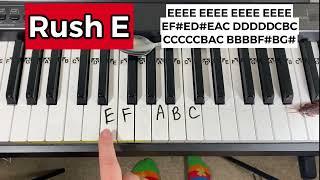 EASY Rush E Piano Tutorial With Letters 