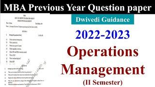 Operations Management Previous year question paper, aktu mba previous year question paper, aktu