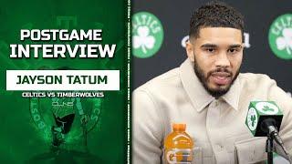 Jayson Tatum CLARIFIES Relationship with Anthony Edwards | Celtics vs Timberwolves Postgame