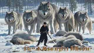 Kung Fu Movie! Giant wolves attack a useless lad, who unleashes his bronze blood, slaying wolf pack!