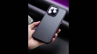 Luxury iPhone 14 Pro Max Case Carbon Fiber Pattern Metal+Silicone Frame