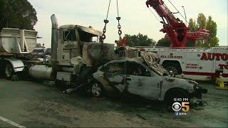 Frightening Big-Rig Crash Into 20 Vehicles Shuts Down Highway 1 For Hours