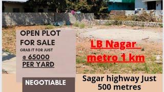 PRIME LOCATION OPEN PLOT FOR SALE|| 300 SQ YARDS || LB NAGAR METRO 1 KM || ID NO PL 01