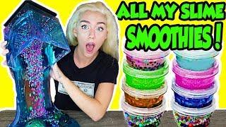 MIXING ALL MY SLIME SMOOTHIES TOGETHER IN A GIANT SLIME SMOOTHIE! + AQUARIUM SLIME | NICOLE SKYES