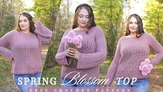 Spring Blossom Top/  Top-Down Crochet Sweater Pattern