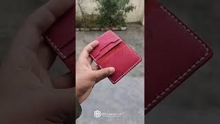 "Red Leather Wallet | Handmade Card Holder with Contrast Stitching#LeatherCraft" #handmadestrap #DIY
