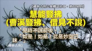 《禪林古則公案機語拈頌‧第0291則‧（東土六祖）慧能豎拂（曹溪豎拂、僧見不說）》「見時不說前後。」「如是！如是！此是妙空三昧。」