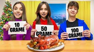 10 VS 50 VS 100 GRAME CHALLENGE * MÂNCARE de CRACIUN