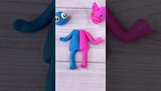 I Made blue rainbow friend with pink piggy clay animation 🩷#clayanimation #rainbownfriends #piggy