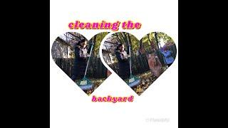 CLEANING THE BACKYARD USING RAKE