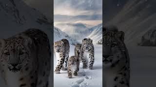 Snow Leopard Family’s Fun Outing! #animalshorts #ai #cute #nature #funny  #protectivemom