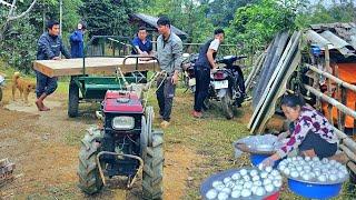 KONG takes on the job of transporting huge blocks of wood by tractor. NHAT makes cakes to sell.