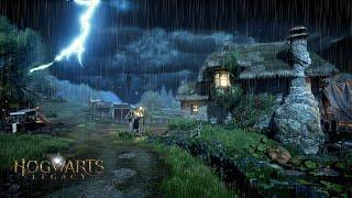 Walking in Thunderstorm at Night in Hogwarts Legacy (First-Person View)