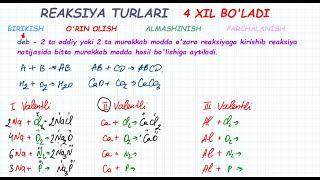 8-dars. Kimyoviy eaksiya turlari. Birikish reak o'rganish #kimyo #kurs #orifjonov_kimyo #dars #mavzu