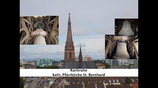 Karlsruhe-Oststadt [D.-KA] - kath. Pfarrkirche St. Bernhard, Geläutepräsentation (Turmaufnahme)