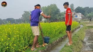  Amazing Real Fishing Method In Water Drain | Fish Trap With Unique Crossbow | Traditional Fishing