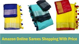 Latest Amazon Linen Sarees Collections | Online Sarees Shopping Kondattam