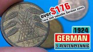 Valuable 1924 German 5 pfennig WORTH MONEY RARE GERMAN COINS