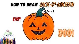 How to draw a Jack-o’-lantern Pumpkin step by step easy. Draw a Halloween Pumpkin easy for kids.