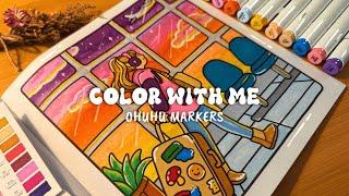 Color with Me ASMR ️ Coco Wyo Coloring Book | Girl Moments | Ohuhu Markers | Adult Coloring