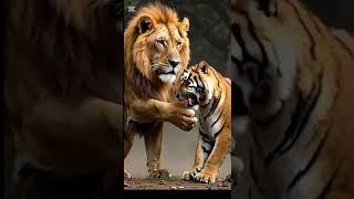 Let the battle begin. Lion King vs tiger  #ai #lionking #animals #lionbeats #cuteanimal #lionkin